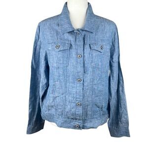 100% Linen Trucker Style Jacket L
